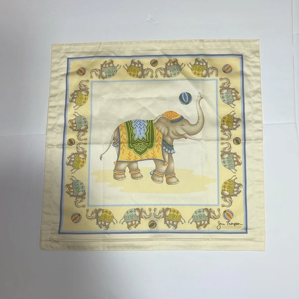 Jim Thompson pillow cover 18”x18” cotton elephant theme